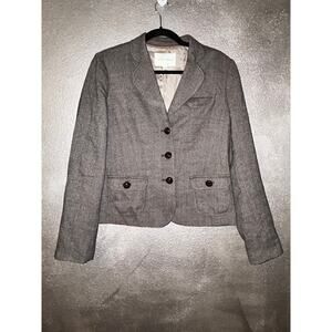 Banana Republic Twee Preppy Academia Brown Tweed Large Triple Button Blazer